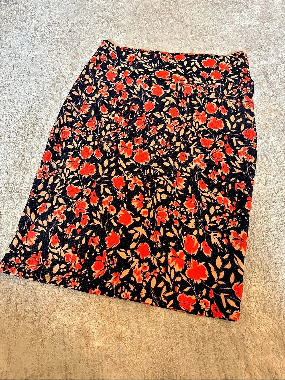 LuLaRoe Cassie Pencil Skirt Floral Navy & Coral Medium